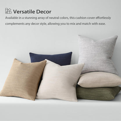 Meekio Set of 2 Linen Look Khaki Pillow Covers 18x18, Decorative Throw Pillow Covers for Couch, Sofa, Bed & Living Room Decor