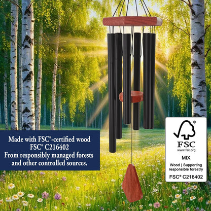 Wind Chimes for Outside, 30" Black Aluminium Wind Chime with Wind Catcher, Outdoor Garden Patio Decoration Windchimes, Classic Zen Gift for Men and Women
