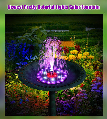 SZMP Solar Fountain 4W Bird Bath Fountains Upgraded 60 LED Lights, Built-in 4000 mAh Battery with 7 Nozzles & 4 Fixers, Solar Water Fountain for Garden, Bird Bath, Pool, Pond, Outdoor