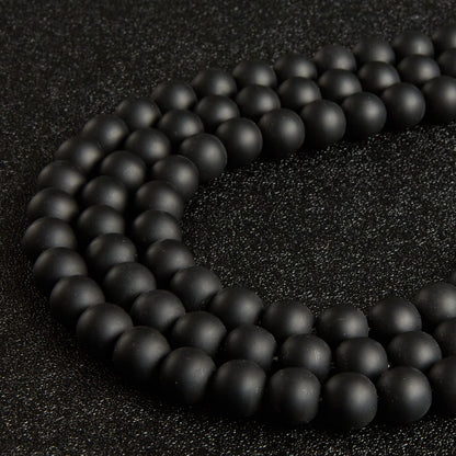 100pcs 8mm Matte Black Beads Natural Gemstone Beads Round Loose Beads for Jewelry Making