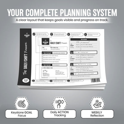 The Behavior Shift Daily Desktop Planner - 8.5 X 11 Inches undated Tear off Sheets - 13 week planning pad with checklist - Brain Dump Notepad for work, school & home organizer