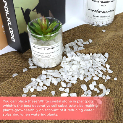 Twdrer 2lb/950g Small Natural White Clear Irregular Shaped Crystal Quartz Rock Tumbled Chips Crushed Stone Healing Reiki Crystal Gemstones for Garden Aquarium Vases Plants Decoration