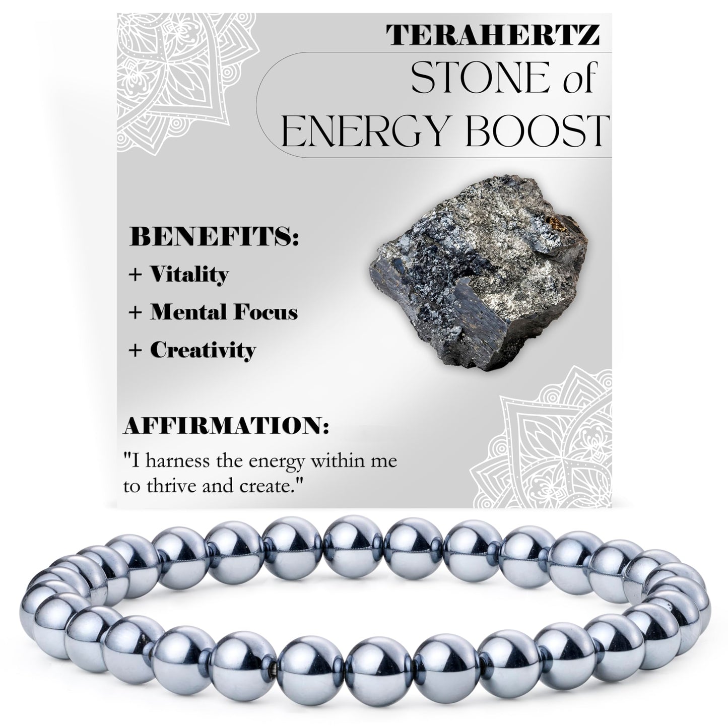 Bivei Terahertz - Energy Boost - 6mm Beaded Bracelets for Women Handmade Semi Precious Natural Stone Stretch Elastic Jewelry for Women Yoga Protection Gifts Small