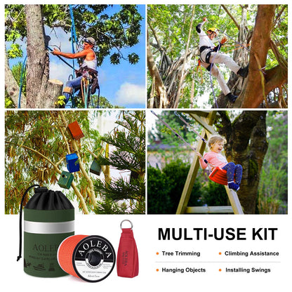 AOLEBA Arborist Throw Line Kit, Slick Arborist Rope Throw Weight Set with Reflective Storage Bag, 100% Polyester Rope, Arborist Equipment for High Limb, Throwing, Climbing, Tree Cutting