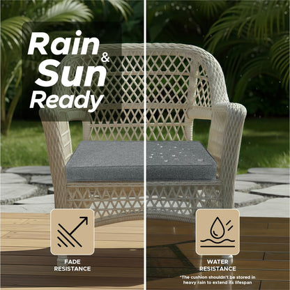 Fitfree Outdoor Chair Cushions, Water-Resistant & Fade-Resistant, Patio Furniture Square Seat Replacement Chair Pads with Ties, Removable Cover, Non-Slip Bottom, Set of 6, 19 x 19 Inch, Dark Grey
