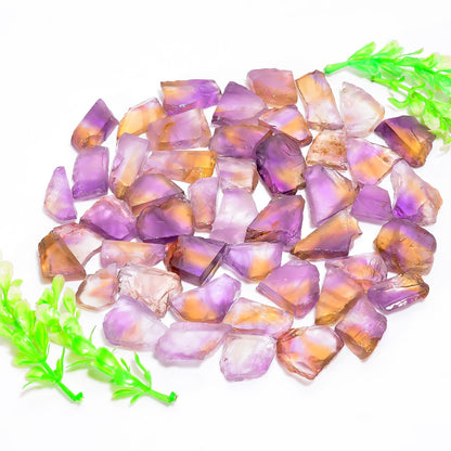 Natural Ametrine Raw Slice Gemstone- Healing Crystals for DIY Jewelry Making -Loose Natural Cabochon -Perfect for Crafting Unique Jewelry Designs (5 pcs, 25-35 mm)