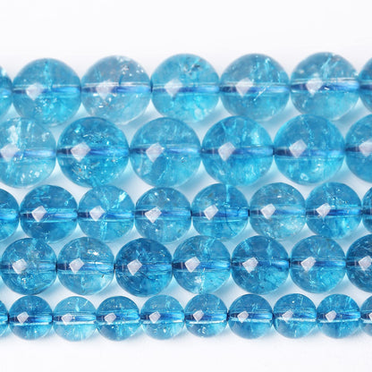 60PCS 6MM Beads Blue Crystal Quartz Gem Energy Crystal Healing Jewelry Making Natural Stone Beads DIY (Blue Crystal, 6MM)