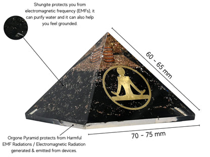 Amazing Gemstone Large Black Tourmaline Orgone Pyramid Crystal, Yoga Buddha Orgonite Pyramid - Positive Energy Healing