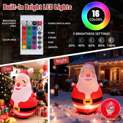 Christmas Inflatable Yard Decoration,Blow Up 5FT Lighted up Inflatable Santa Claus Outdoor,Giant Christmas Outdoor Decor Ornaments with Built-in LED Lights for Xmas Holiday Lawn Garden Patio