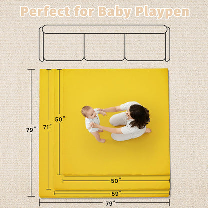 ILPEOD Waterproof Baby Play Mat for Floor Memory Foam 50 * 50 Cushion Playpen Playmat Tummy Time Crawling Mat Nursery Rug Thick Pad Create Soft & Safe Area for Infants,Toddler,Kid,Yellow