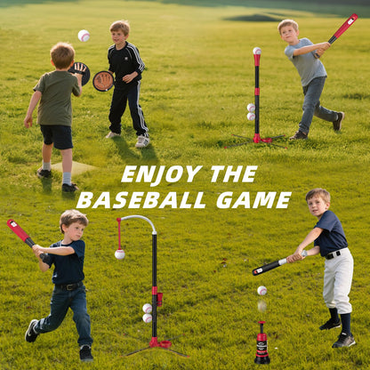 Wee Wonders 4 in 1 T-Ball Sets for Kids 3-5 with Toss and Catch Ball, Toddler Baseball with Auto Pitching Machine/6 Balls, Outdoor Sport Toys Gifts for Boys Girls