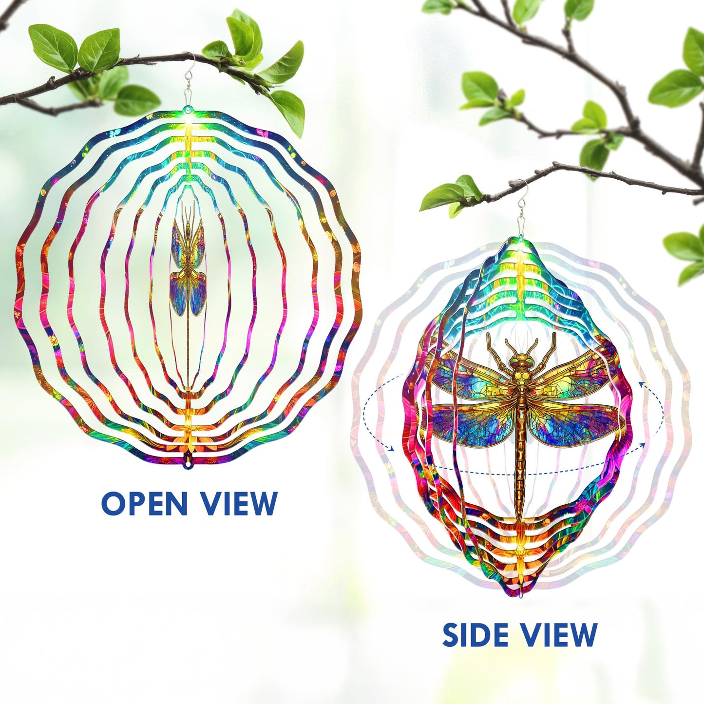 FLAGWIX Dragonfly Gifts for Women - 3D Stainless Steel Metal Wind Spinners 12 in - Dragonfly Wind Spinners Outdoor, Yard Garden Decor for Outside, Mothers Day Birthday Garden Gifts for Mom Grandma