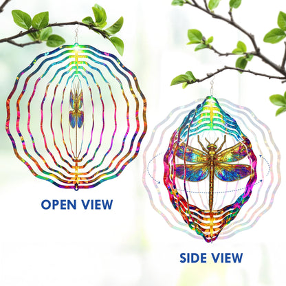 FLAGWIX Dragonfly Gifts for Women - 3D Stainless Steel Metal Wind Spinners 12 in - Dragonfly Wind Spinners Outdoor, Yard Garden Decor for Outside, Mothers Day Birthday Garden Gifts for Mom Grandma