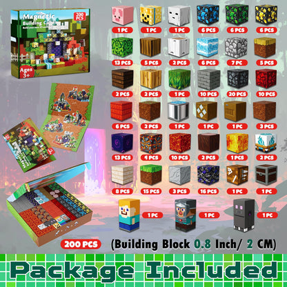 Magneverse 200 PCS 0.8in Magnetic Blocks - Magnet Toys for Boys, Magnetic Building Blocks Cubes, Stacking Magnets, School STEM Toys Birthday Gifts for Boys and Girls Age 3+ Years Old (Theme: Portal)