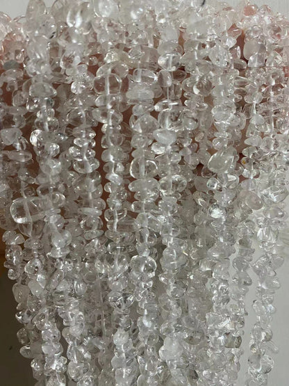 jodaying 5-8mm Natural Clear Quartz Crystal Gemstone Chips Healing Gravel Bracelets Necklace Kit Irregular Tumble Stone Beads DIY Crafts Design Jewelry Making 33"
