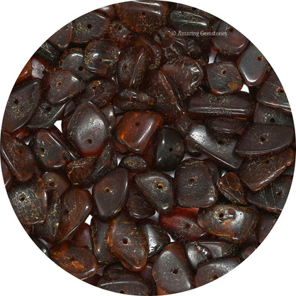 Garnet Pre Drilled Crystal Crushed Chips Beads for Bracelets Making, DIY Handmade Natural Healing Crystals (25 Inch Strand)