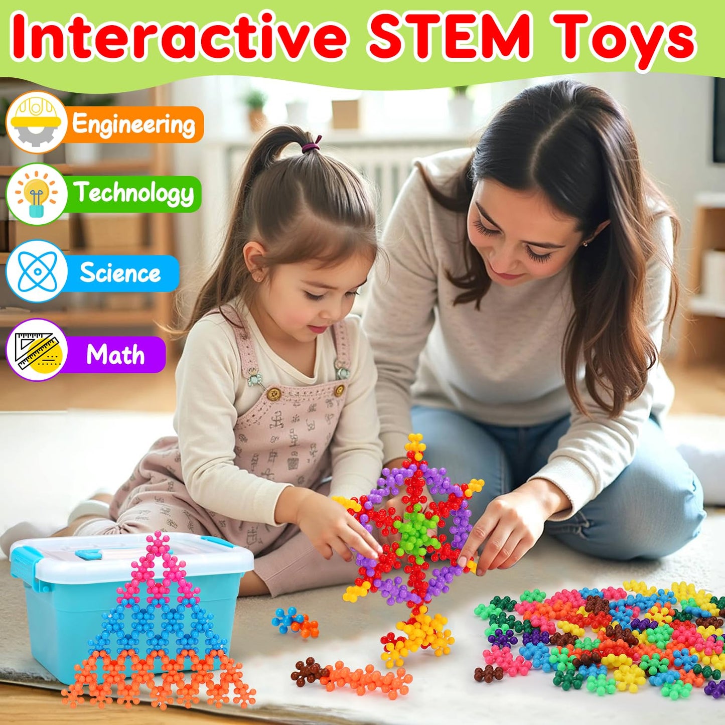 Kids Building STEM Toys for 3 4 5 6+ Year Old Boy Girl Birthday Gifts, 300PCS Educational Interlocking Discs Building Blocks for Kids Ages 3-5 4-8 5-7 Preschool Manipulatives Classroom Must Have