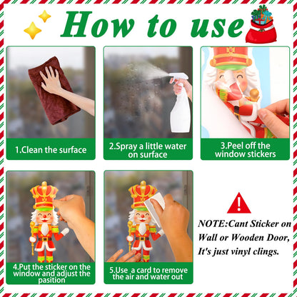 9 Sheets 200+Pcs Christmas Window Stickers Xmas Decals for Glass Snowflake Santa Claus Reindeer Christm Tree Window Cling Sticker for Decorations