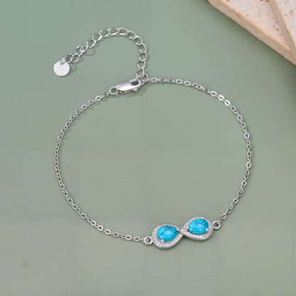 PEIMKO 925 Sterling Silver Infinity Symbol Turquoise Exquisite Bracelet Boho Style Bracelet Jewelry Gifts for Women Mother-3