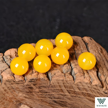 WHNKFB 6mm 100PCS Natural Yellow Agate Round Beads, Banded Loose Stone Beads for Jewelry Making Craft - 4mm 6mm 8mm 10mm Options with Free Elastic Cord