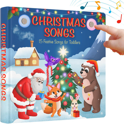 LEARNING BUGS Christmas Songs – Sing Along with 15 Festive Holiday Tunes, Musical Book for Toddlers, 28-Button Music Book, Musical Toys for Toddlers 1-3
