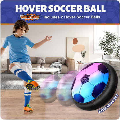 Officygnet 2 Pack Hover Soccer Ball Toys Gifts for 5, 6,7, 8-12 Year Old Boys, Indoor Boys Toys Age 6-8, Light-Up Soccer Ball Games for Kids 4-6, Ideal Christmas Birthday Sports Gifts for Kids