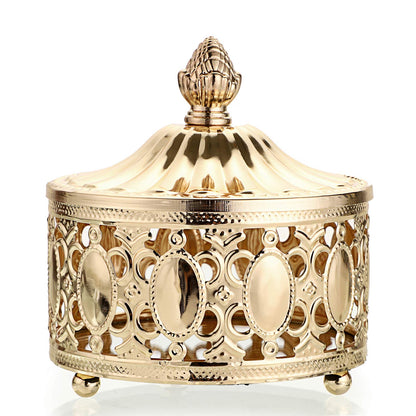 Hipiwe hollow out Metal Jewelry Box with Lid - Gold Mirrored Jewelry Trinket Organizer Ring Earrings Necklace Home Decor Storage Box, Chest Keepsake Gift Box for Women