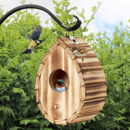 CLACKIBUKVYZ Hummingbird House,Wooden Birdhouse for Outside,Hanging Small Bird Houses,Wild Bird Nesting Box Outdoor Bird House for Bluebird,Finch,Cardinals