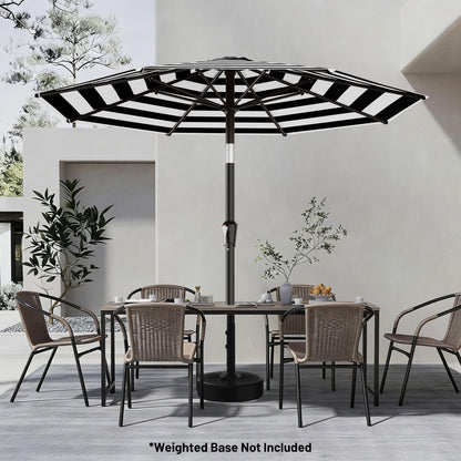 AreShark 9 FT Patio Umbrella for Outdoor, Outdoor Table Umbrella with Push Button Tilt and Crank, Outdoor Patio Umbrellas with 8 Sturdy Ribs for Market, Garden, Pool (Black & White Stripe)