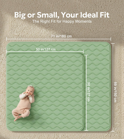 Mallify Baby Play Mat 50"x50", Non-Slip Baby Mat for Floor, Soft Thicker Playpen Mat, Portable Playmat, Crawling Mat for Infants, Babies, Toddlers, Activity Mat, Green