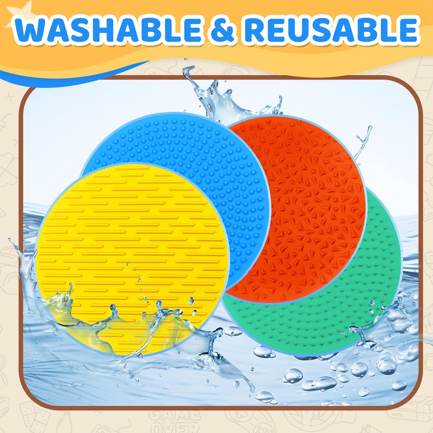 4PC Sensory Wall Fidget Toys for Toddler Baby 1-3 Classroom Must Have Sensory Mats for Kid Autism ADHD Quiet Silicone Tactile Pad Desk Toys Calm Down Item Mini Floor Tiles Fidget Autistic Special Need