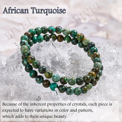 Bivei African Turquoise - Evolution - 6mm Beaded Bracelets for Women Handmade Semi Precious Natural Stone Stretch Elastic Jewelry for Women Yoga Protection Gifts