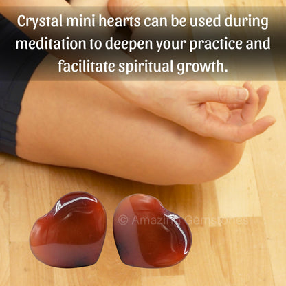 Amazing Gemstone Carnelian Stone Heart - Pack of 2 Crystal Heart Stones Rocks - Corazones De Piedra Crystals and Healing Stones Heart Shaped Crystal - Stocking Stuffers Gifts