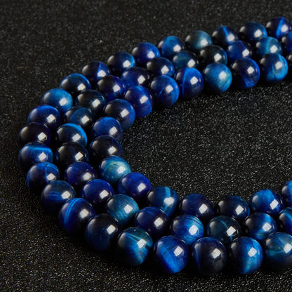 35pcs 10mm Blue Tiger Eye Beads Natural Gemstone Beads Round Loose Beads for Jewelry Making