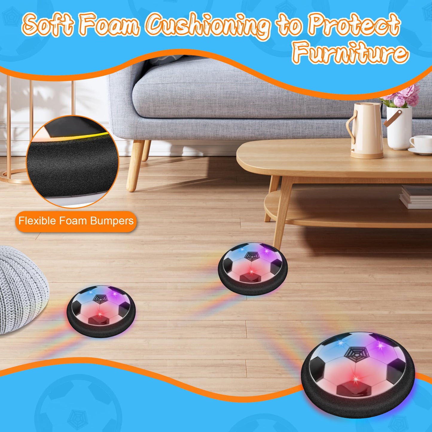 Nazano LED Hover Soccer Ball, Floating Soccer Set with 2 Goal Soccer, Indoor Soccer Game for Young Boys and Girls, Birthday Gifts for Young Kids, Toys Gifts for Ages 3-12