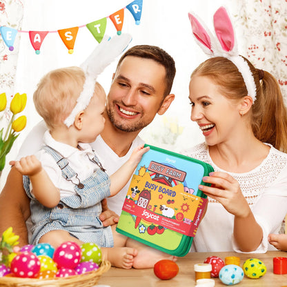 JoyCat Farm Busy Book for Toddlers 1–3 – Quiet Montessori Activity Book with 15 Daily Life Activities, Screen-Free Travel Toy for Toddlers, Easter Basket Stuffers Gifts Kids
