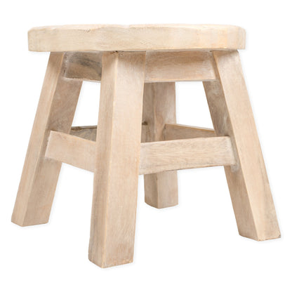 Sand Dollar Design Hand Carved Acacia Hardwood Decorative Short Stool