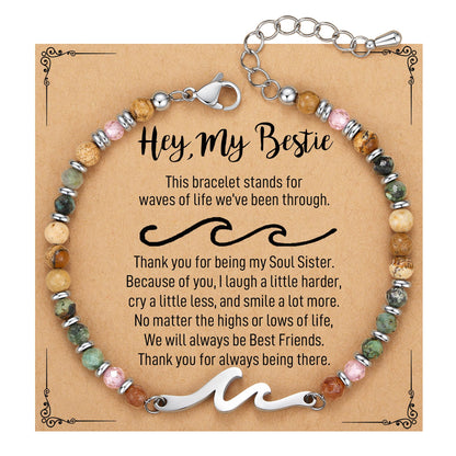 TONY & SANDY Best Friend Friendship Gifts for Women, Wave Friendship Bracelets, Bestie Best Friend Birthday Gifts for Women Female BFF Graduation Her Christmas Easter Teen Adult Mothers Day