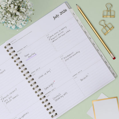 Blue Sky The Everygirl 2026-2027 Weekly and Monthly Academic Year Planner Calendar, July 2026 - June 2027, 8.5" x 11", Flexible Cover, Wirebound, Laminated Tabs, Storage Pocket, Includes Stickers, Stratford Coastal
