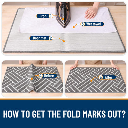 OLANLY Indoor Door Mat, 32x20 Inch, Dirt Resistant and Absorbent, Non-Slip Rubber Backing Floor Mats, Easy Clean Low-Profile Doormat for Entryway, Front Door, and Inside Entrance, Grey