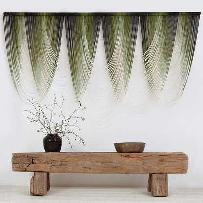 Macrame Wall Hanging Dip-Dyed Large Macrame Wall Decor Yarn Tapestry 57" W x 41" L For Headboard Bedroom Living Room Boho Fiber Home Art