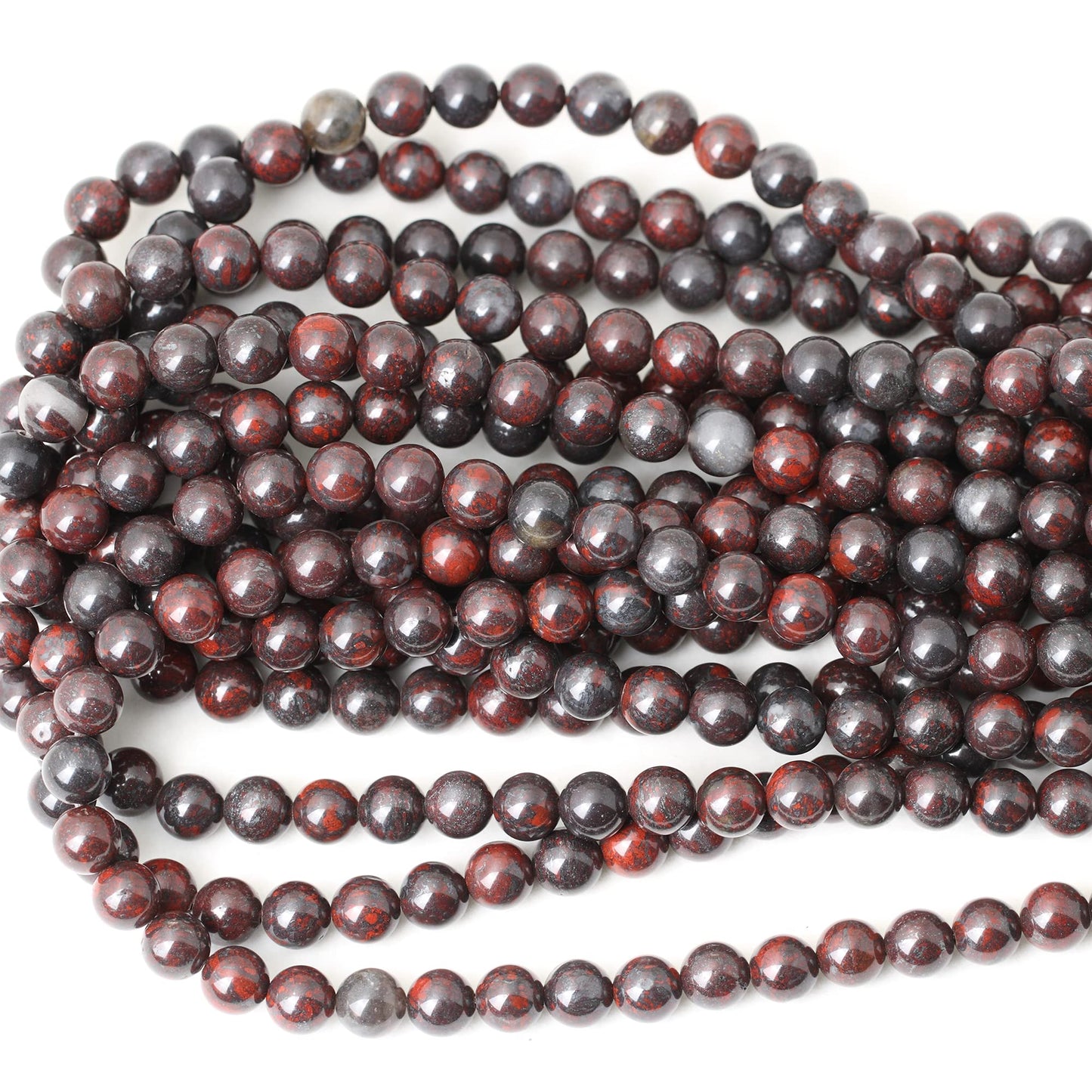CHEAVIAN 45PCS 8mm Natural Brecciated Jasper Round Loose Beads for Jewelry Making DIY Bracelet Necklace Materials 1 Strand 15"