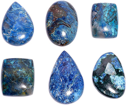 GEMKORA™ 4pcs Shattuckite Gemstone Wholesale Cabochons Lot, Jewelry Making Loose Gemstone, Polished Home Decor Specimen, DIY, Wire Wrapping, Reiki, Healing Crystals, Bulk