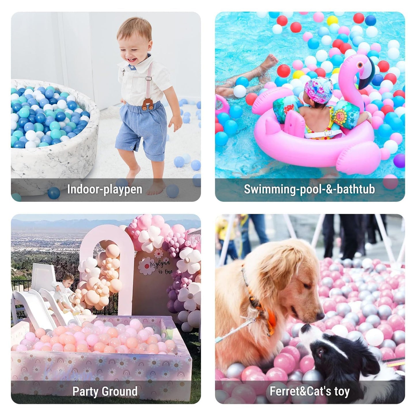 STARBOLO Ball Pit Balls- 100 200 500pcs Phthalate Free BPA Free Non-Toxic Crush Proof Play Balls Play Balls for Toddlers Kids Play Tent Pool Playhouse Playpen Party Decoration.