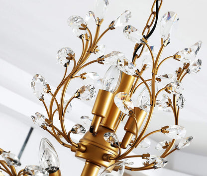 Ganeed Crystal Chandeliers,Vintage Pendant Lighting Crystal Chandelier Lighting Fixtures with 8 Lights,Ceiling Light Fixture for Living Room Bedroom Restaurant Porch Hallway (Gold)