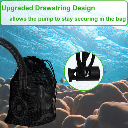 Large Pond Pump Filter Bags 2 Pcs 24" x 26", Drawstring Submersible Water Pump Barrier Bag, Black Mesh Media Bags, Pond Pump Covers for Aquarium, Swimming Pool, Outdoor Fountain.