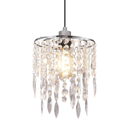 H11.81''X D8.66'' Chandelier Shades, Mini Crystal Shade, Acrylic Beaded Hanging Lampshade, Modern Pendant Light Shades, Sparkling Ceiling Decor for Bedroom, Hallway, Bar, Kitchen, Bathroom, 2-Tiers