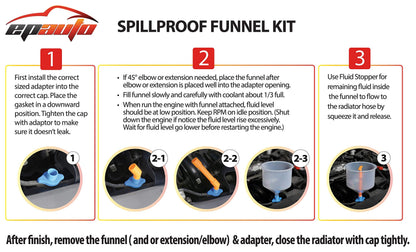 EPAuto Spill Proof Radiator Coolant Filling Funnel Kit