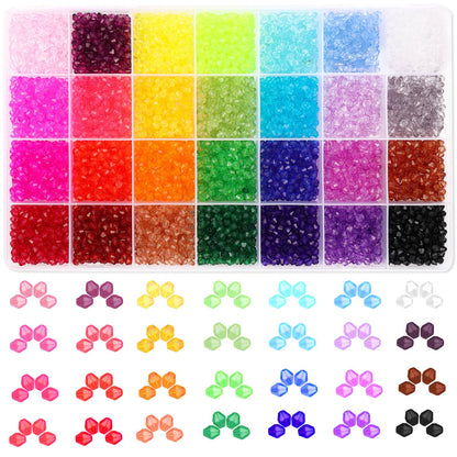 Paxcoo 5600Pcs Crystal Beads for Jewelry Making, Tiny Crystal Acrylic Beads Faceted Craft Beads Bicone Gem Beads Jewel for Jewelry Making (4 MM)