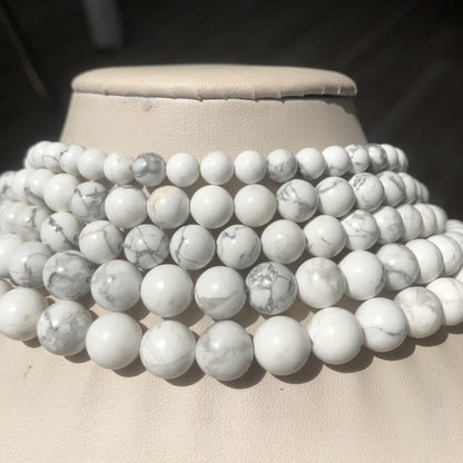 Yochus 60pcs White Howlite Turquoises Beads，6mm Healing Power Natural Stone Round Loose Beads for Jewelry Making Earring Necklace DIY Crafts